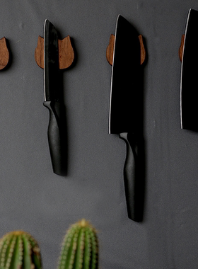 猫脸免打孔磁吸刀具强力磁性菜刀架不伤刀厨房壁挂实木磁铁刀架