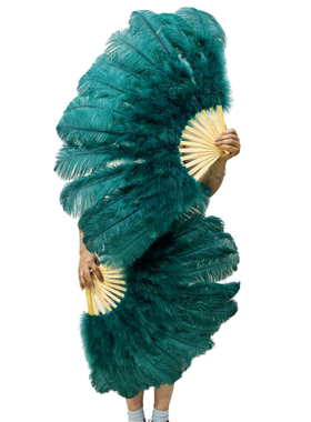 定制半径60cm墨绿色大中号鸵鸟羽毛扇子  亚马逊特供羽毛扇子包邮