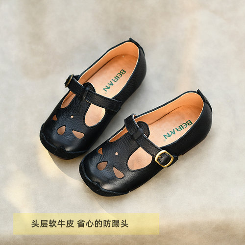 贝然儿童鞋女童皮鞋夏款单鞋真皮