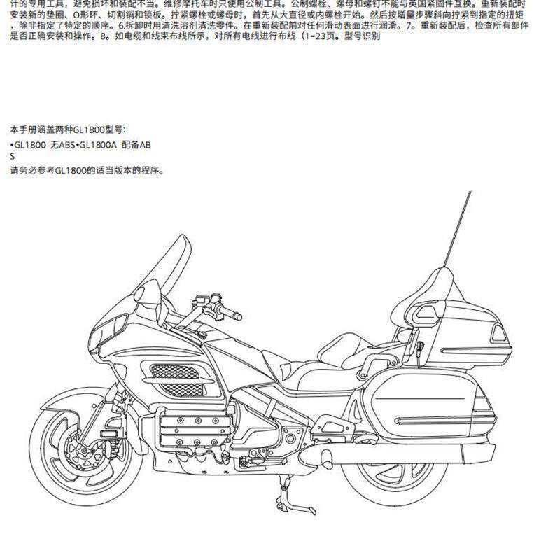honda GL1800本田金翼ABS维修手册说明书全车部件扭矩 线路图资料