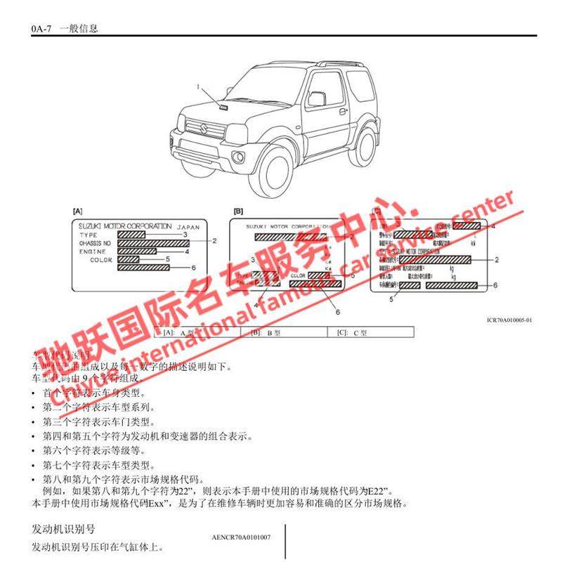 铃木吉姆尼原厂维修手册电路图线路接线资料大修正时改装保养拆装