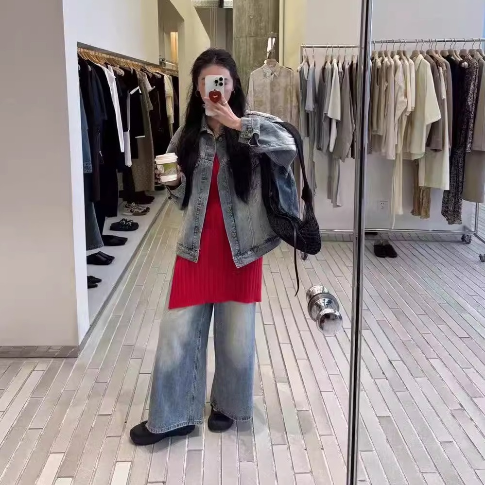 笑笑家春季新款做旧牛仔外套女