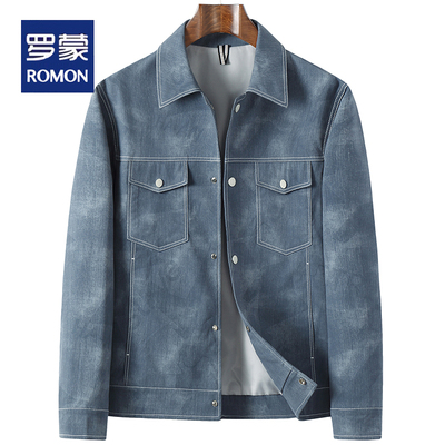 罗蒙春秋款夹克翻领工装外套