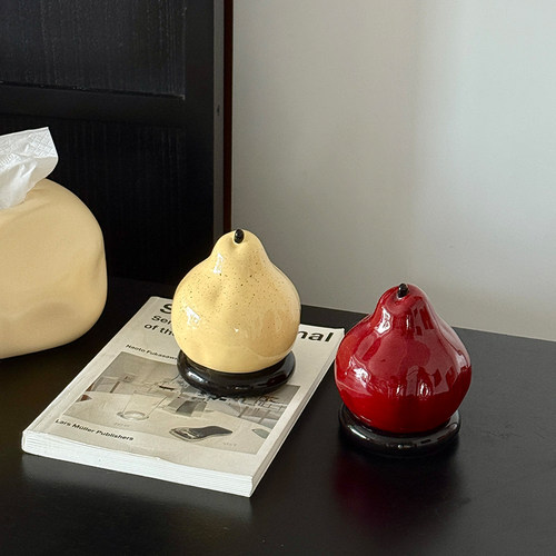 梨子陶瓷牙签盒创意个性