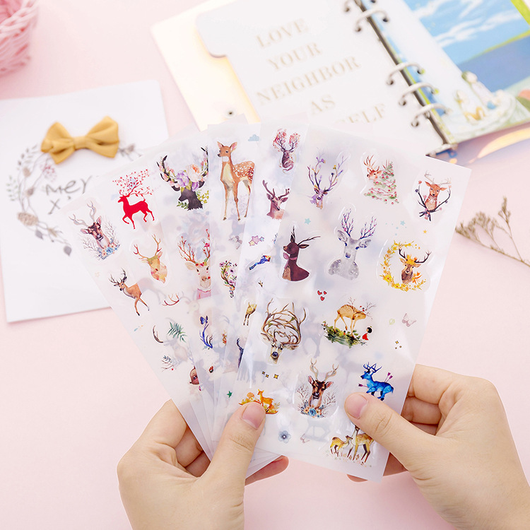 麋鹿纸贴画动物装饰手机防水
