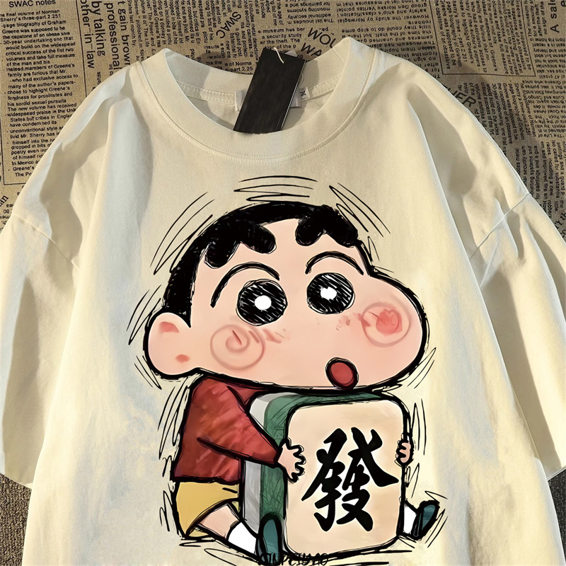 麻将蜡笔小新短袖t恤男女纯棉