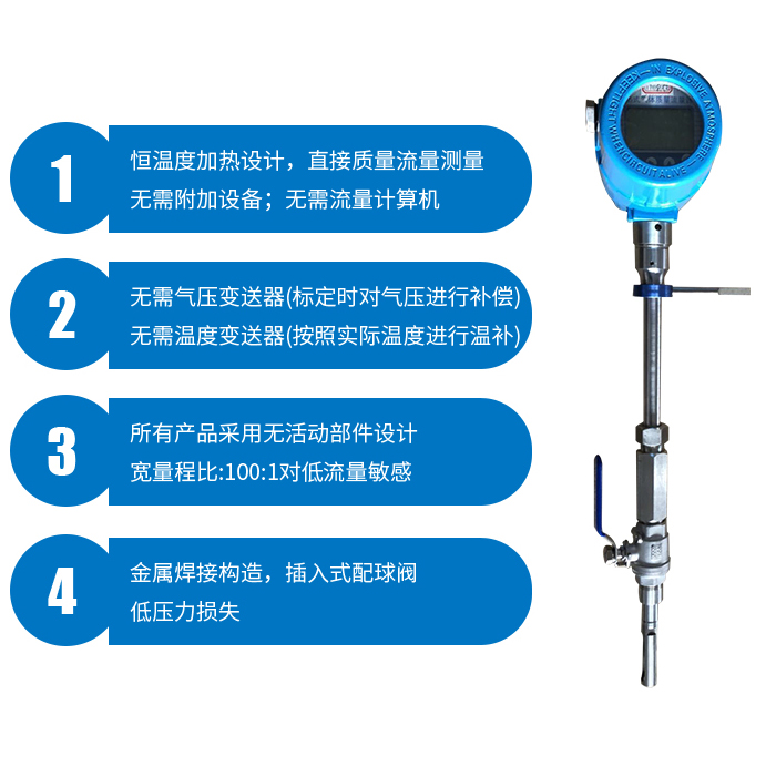 涡磁热式气体质量流量计压缩空气天然气氮气煤气液化气沼气插入式