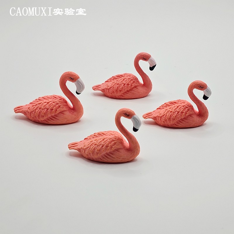 迷你仿真动物小号火烈鸟模型 红天鹅公仔PVC塑料微缩景观摆件装饰图片