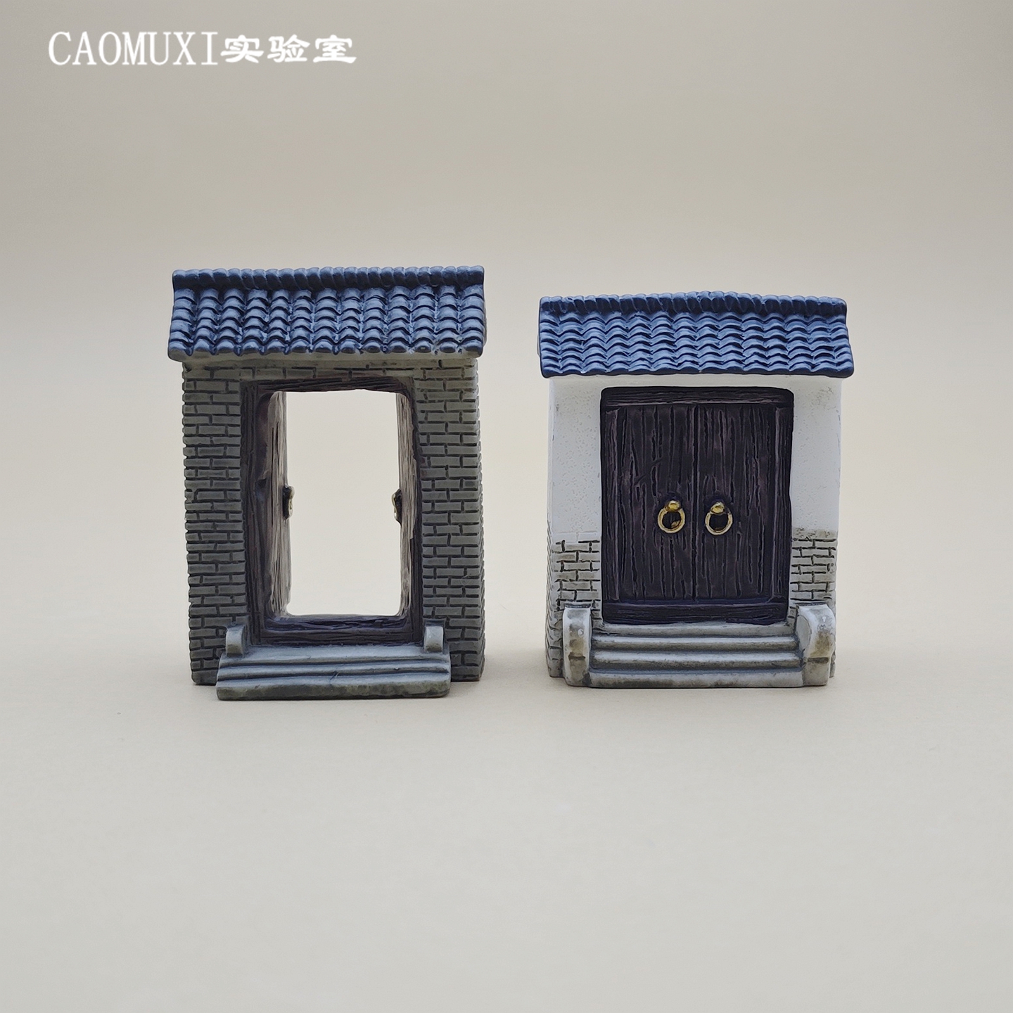 复古版 小号青砖瓦面大门 江南 树脂材料 微景观场景建筑模型摆件