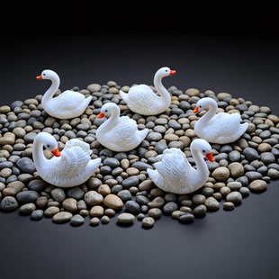 仿真动物模型白天鹅公仔可爱大白鹅树脂桌面装饰品 diy鱼缸微景观