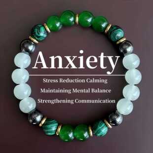 temu希音TK跨境爆款手链黄铜矿孔雀石手串情侣水晶工厂现货