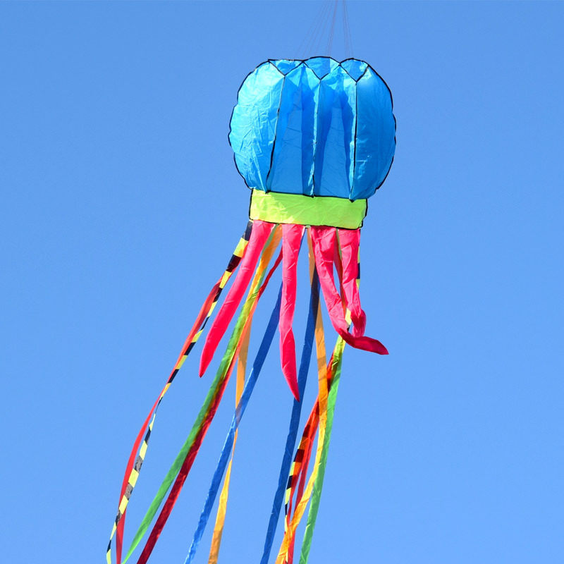 新款水母软体风筝初学儿童微风易飞大型立体长尾章鱼潍坊风筝