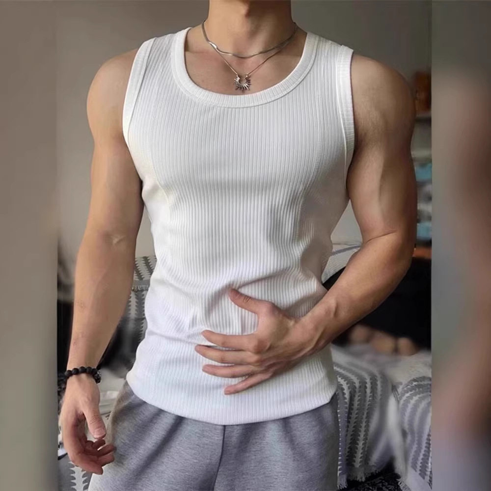 外贸2026夏季美式运动健身背心男款修身显肌肉无袖坎肩运动T恤