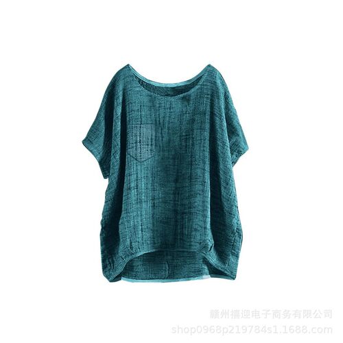 现货 wish亚马逊速卖通 2024年新款欧美女士休闲宽松亚麻上衣