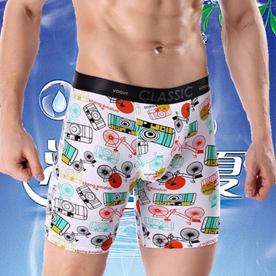 运动加长印花跑步五分四角内裤