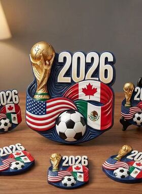 2026世界杯纪念树脂摆件 球迷收藏装饰品冰箱贴 足球主题创意礼品