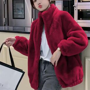 秋冬季珊瑚绒外套休闲毛毛绒加绒加厚立领卫衣外穿家居服睡衣女潮