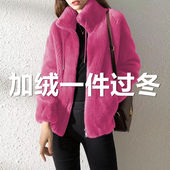加绒加厚双面绒居家外套立领毛毛珊瑚绒卫衣保暖摇粒绒休闲上衣女