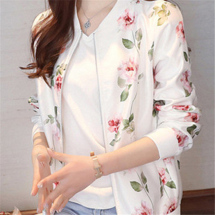 雪纺长袖外套女春夏季2021新款韩版大码棒球服百搭短款防晒衣女装