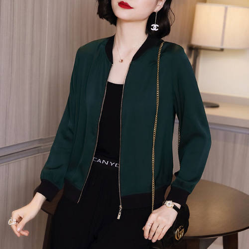 2025夏季新款雪纺印花棒球服女装长袖新款宽松上衣防晒衣服短外套