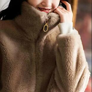 加绒加厚双面绒居家外套睡衣立领毛毛绒卫衣休闲居家珊瑚绒上衣女