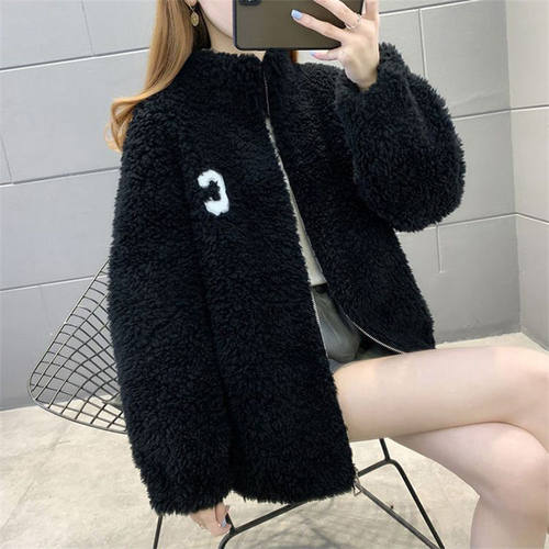 双面珊瑚绒外套女秋冬休闲加绒加厚抓绒衣外穿开衫家居服立领上衣