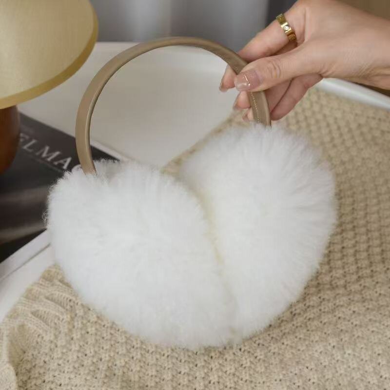 冬季简约保暖羊驼绒毛真皮真毛耳套韩国女ins毛绒耳包学生护耳罩