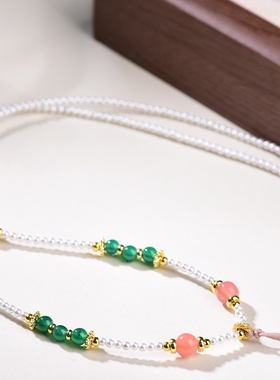 轻奢小众贝珠锁骨链唐卡佛牌吊坠