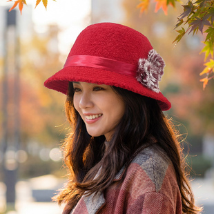 冬天中老年女帽妈妈帽保暖兔毛羊羔毛盆帽羊毛帽子老人帽子