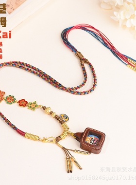 新款中式藏式黄金唐卡吊坠绳