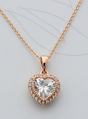 心形吊坠百搭爱心镶钻锁骨链女款