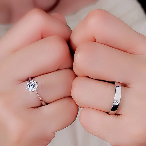 婚庆仿真六爪1克拉开口情侣