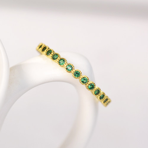 仿宝石水晶复古微镶戒指14K金色