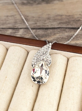 进口满钻水滴水晶轻奢锁骨链女