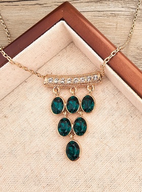 轻奢小众葡萄绿水晶长款项链女