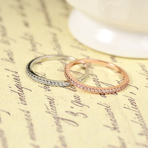 极细半圈碎钻微镶韩版戒指女群镶