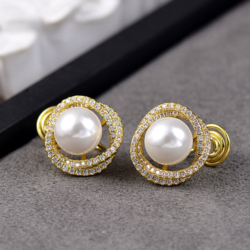 蚊香盘耳夹无耳洞珍珠耳钉耳饰
