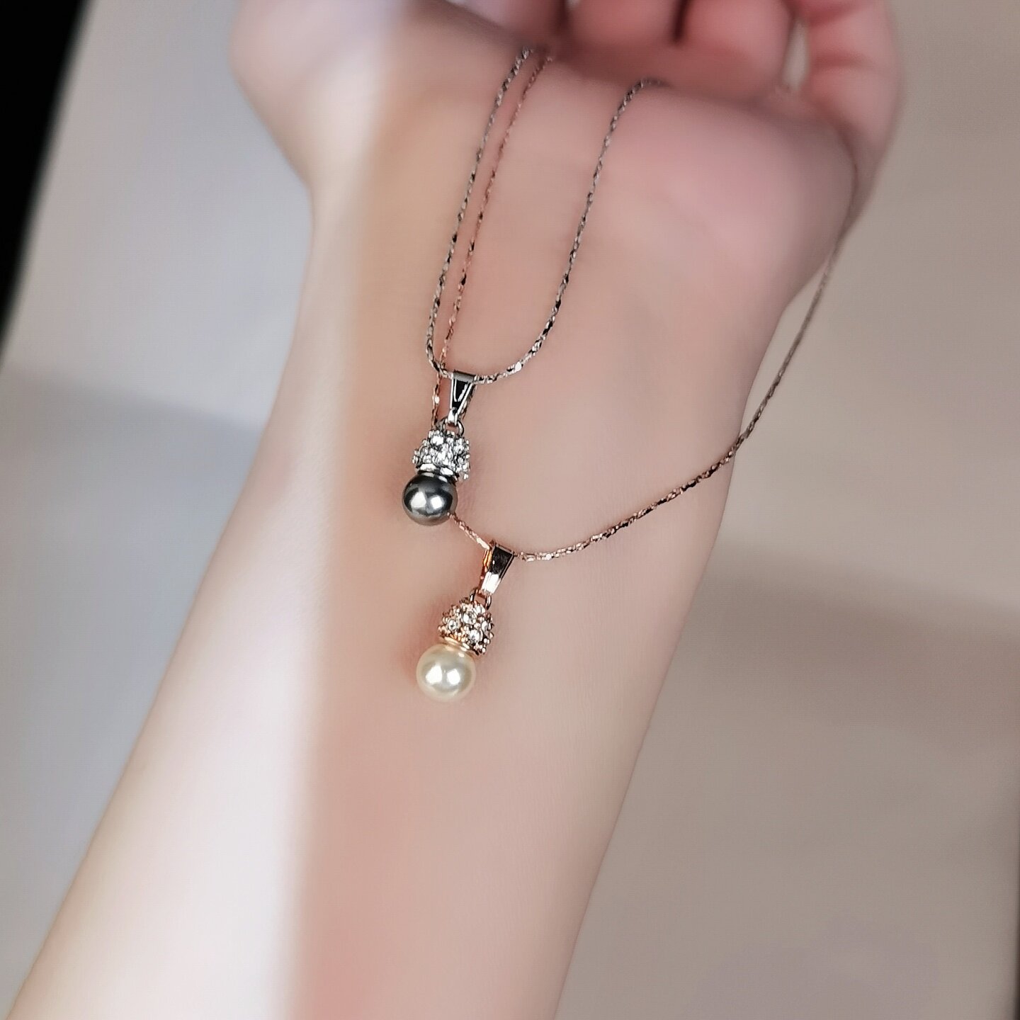 设计师小众迷你人造珍珠锁骨链