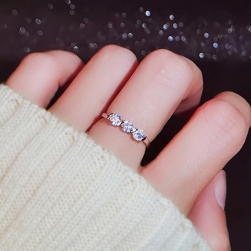 小钻排钻仿真钻石戒指女冷淡风