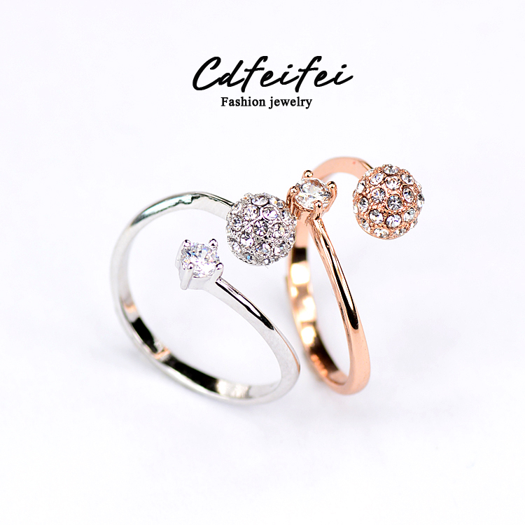 开口戒指求婚钻戒碎钻夸张日韩