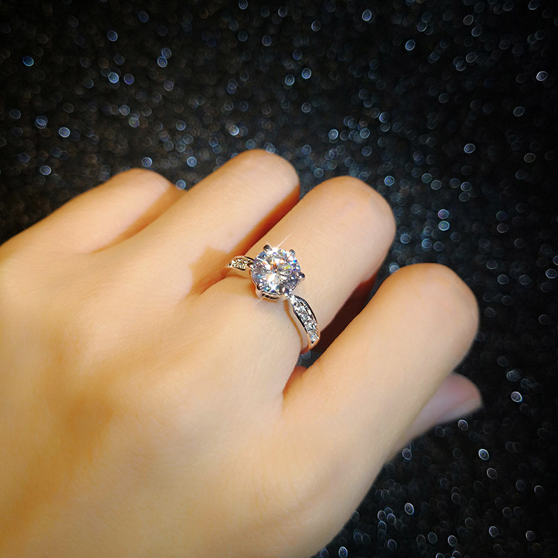 1.5克拉高端仿莫桑石奢华锆石超闪钻石经典六爪求订婚假钻戒指女