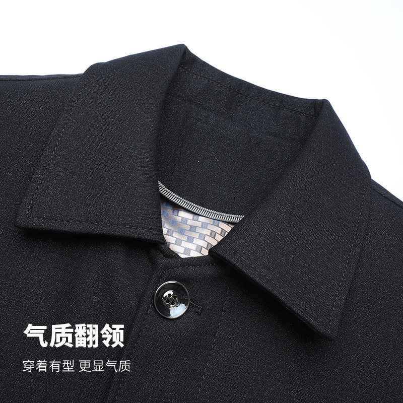 中老年男装爸爸外套春秋款中年老干部男士休闲翻领夹克宽松上衣服