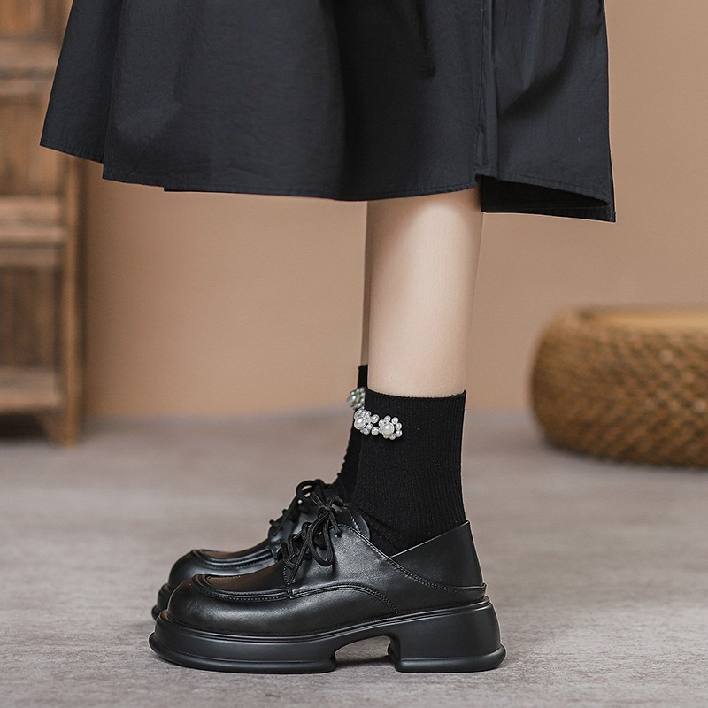 真皮小皮鞋学院风乐福鞋松糕单鞋