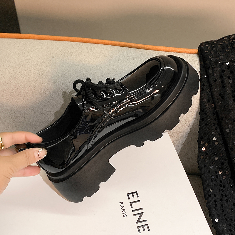 送运费险真皮轻便厚底系带乐福鞋