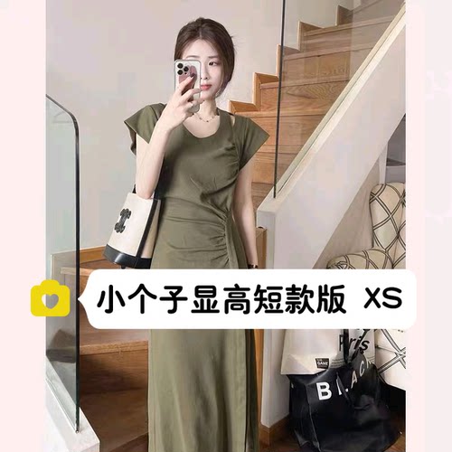 小个子茶歇桔梗法式连衣裙女xs