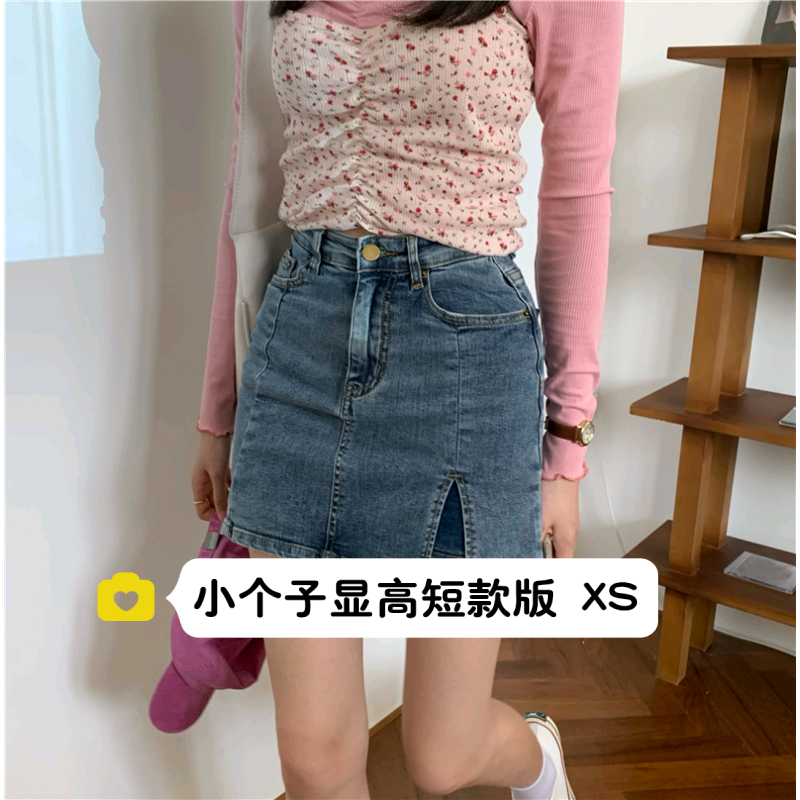 小个子开叉牛仔超短裙显高XS码