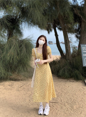 小个子法式碎花连衣裙女夏xs