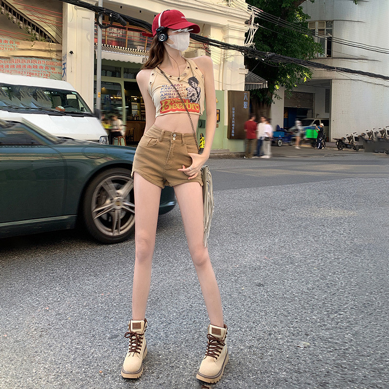 小个子美式复古牛仔短裤