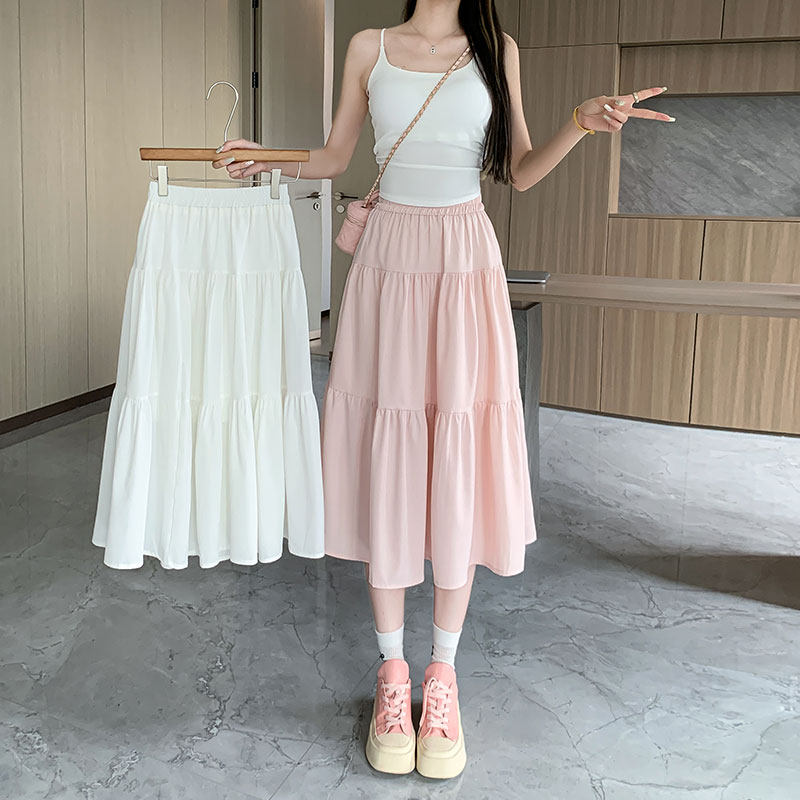 矮小个子150cm显高高腰法式温柔中长款a字裙薄款甜美减龄半身裙夏