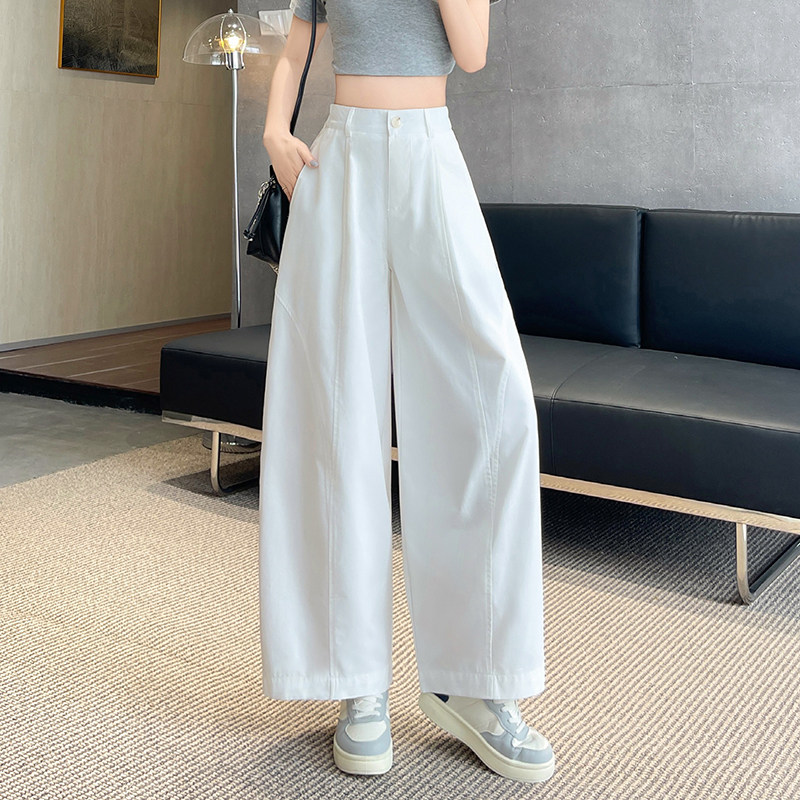 显高穿搭小个子高腰宽松阔腿裤150CM显瘦弯刀休闲裤速干工装裤XS